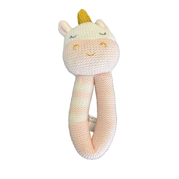 Living Textiles Baby Knitted Toy Rattle Kenzie Unicorn - Picture 2 of 6